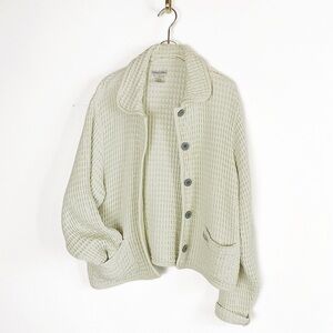 MOD O DOC Waffle knit texture Cardigan Sweater Womens size L/XL